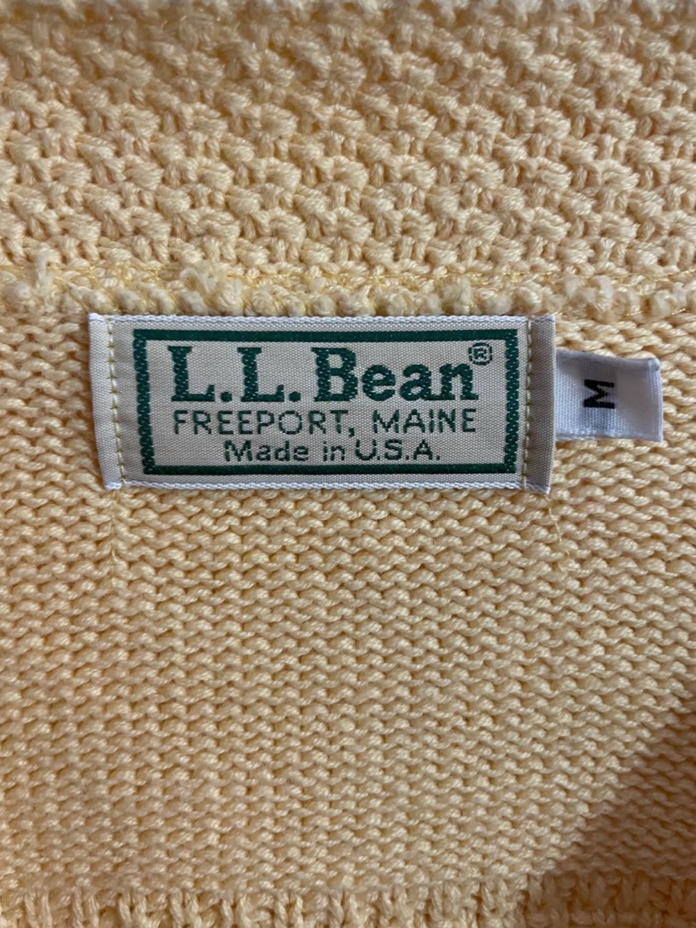 L.L. Bean Women's Pale Yellow Textured Cable Knit Cardigan - Picture 4 of 5